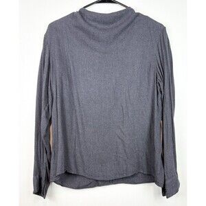 Uniqlo Women's Blouse Grey Mock Neck Top Minimalist Staple Office, Medium